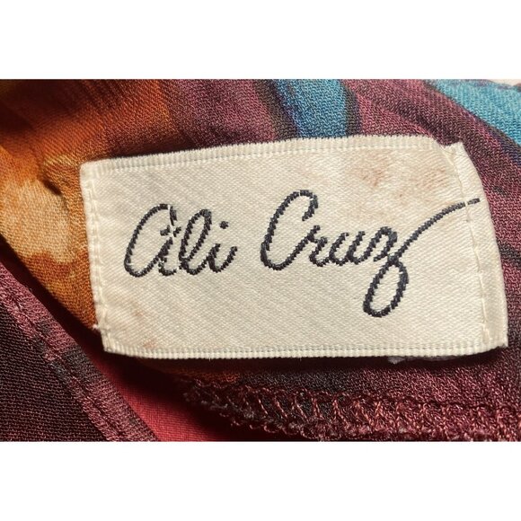 ALI CRUZ Women Abstract Print Midi Dress Sz 8 Short Sleeve Multicolor Boho 77-7 - Picture 5 of 12